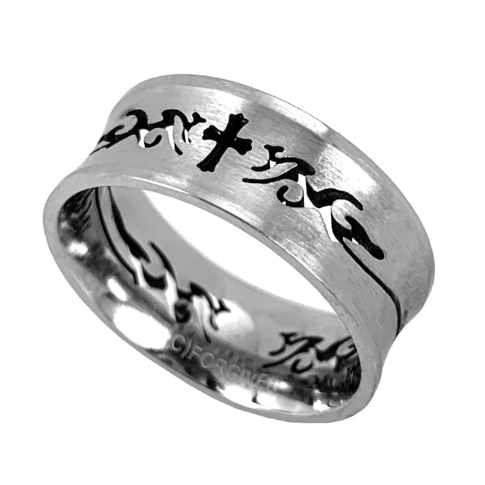 Simple Diamond Ring-Cross Ring Tribal Design