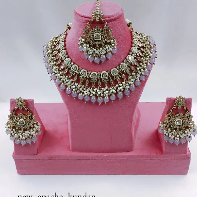 Vintage Pearl Necklace-Akruti Collection Gold Plated Kundan Stone And Pearls Necklace Set