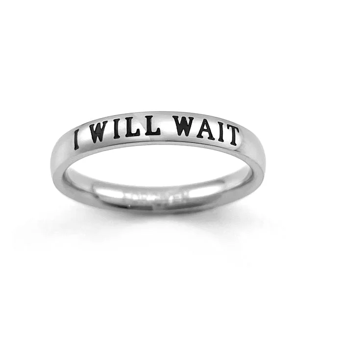 Silver Stackable Rings-I Will Wait Ring Stainless Steel Engraved