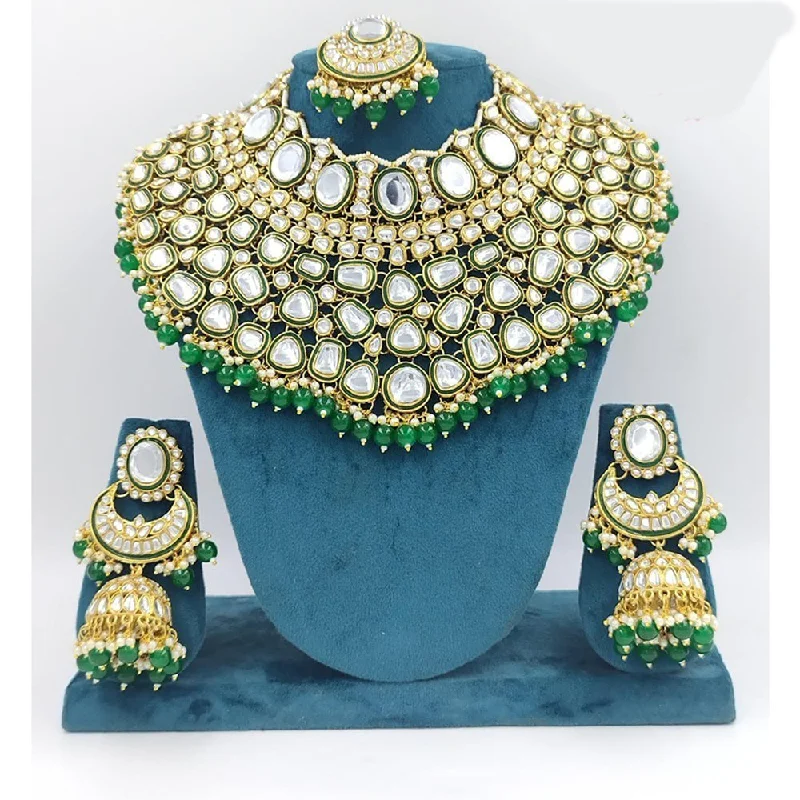 Diamond and Pearl Necklace-Akruti Collection Gold Plated Kundan Stone And Pearl Choker Necklace Set