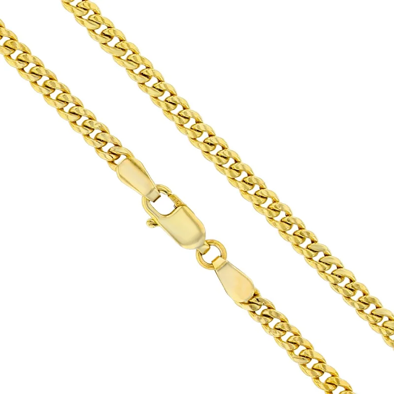 Friendship Bracelets for Teens-Hollow Miami Cuban Anklet Bracelet (14K)