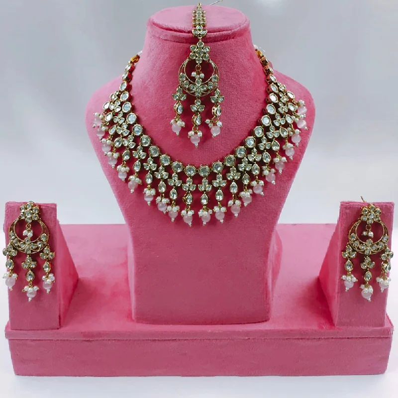 Statement Necklace for Weddings-Akruti Collection Gold Plated Kundan Stone And Pearls Necklace Set