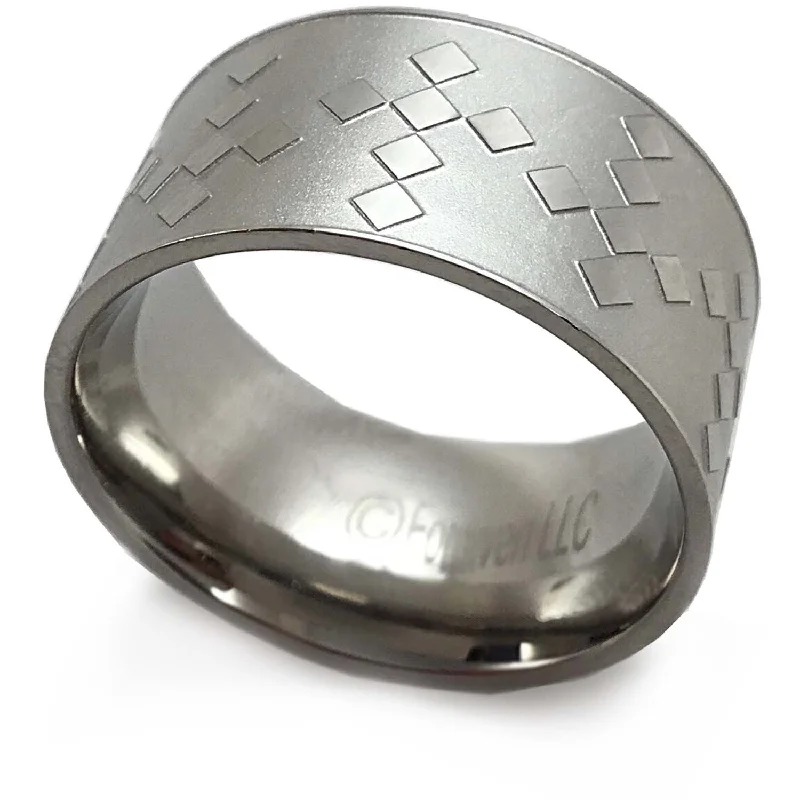 Colored Gemstone Ring-Cross Ring Pixel Design Wide Mens Band