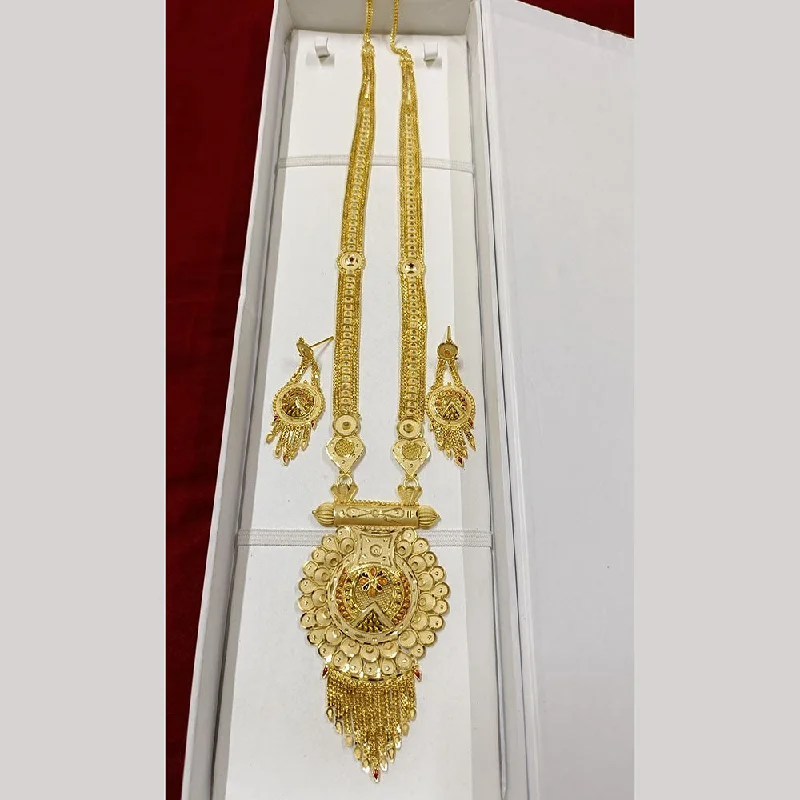 Gold Choker Necklace for Women-Pari Art Jewellery Forming Long Necklace Set