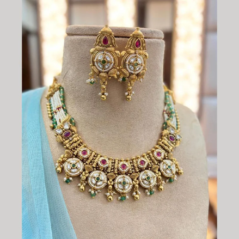 Trendy Multi-layer Necklace-Jewel Addiction Gold Plated Kundan Stone Necklace Set