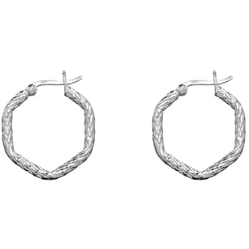 Colorful Pearl Earrings-Classic Women's Earrings - Sterling Silver 7-Sided Square Hoop Hinged Closure | A-1710