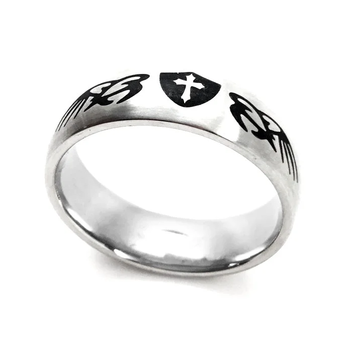 Romantic Heart Ring-Shield Cross Ring