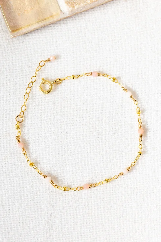 Designer Gold Bracelets-Juliette Bracelet (Pink Opal)