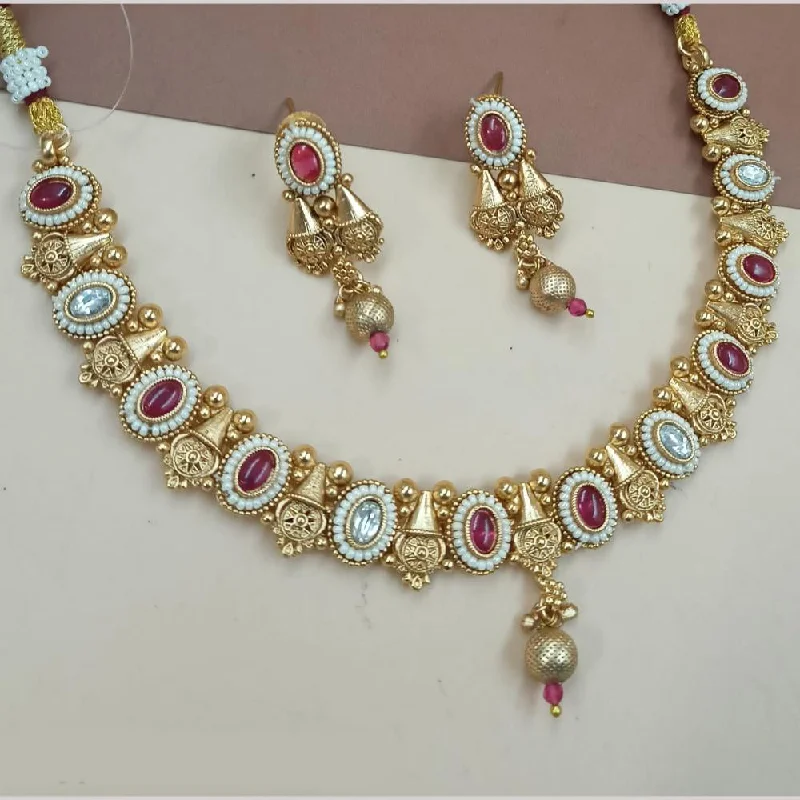 Unique Heart Necklace-Padmawati Bangles Gold Plated Pota Stone And Pearls Necklace Set