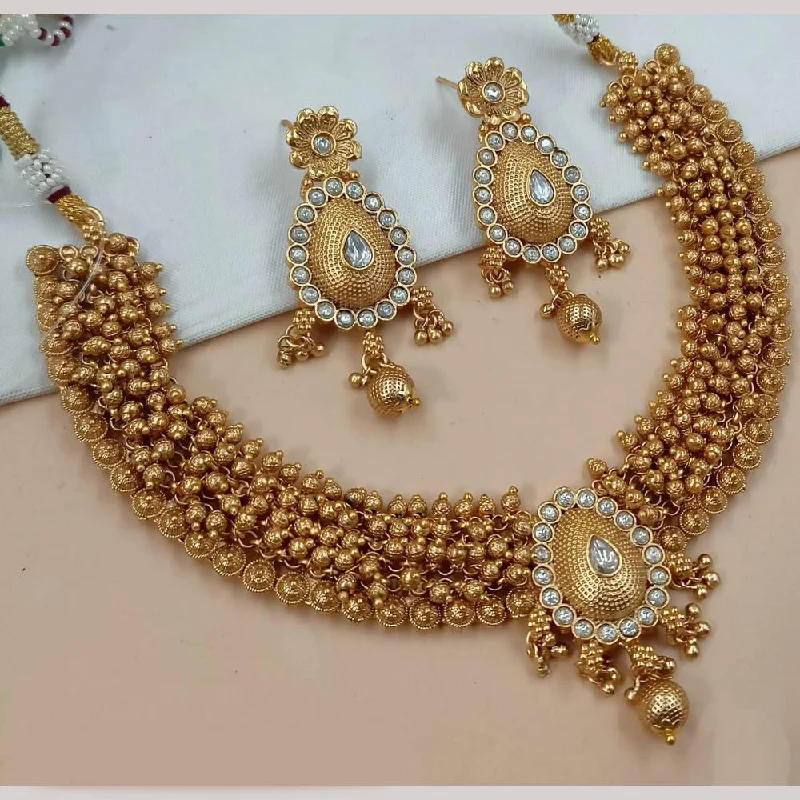 Custom Crystal Necklace-Padmawati Bangles Gold Plated Pota Stone And Pearls Necklace Set