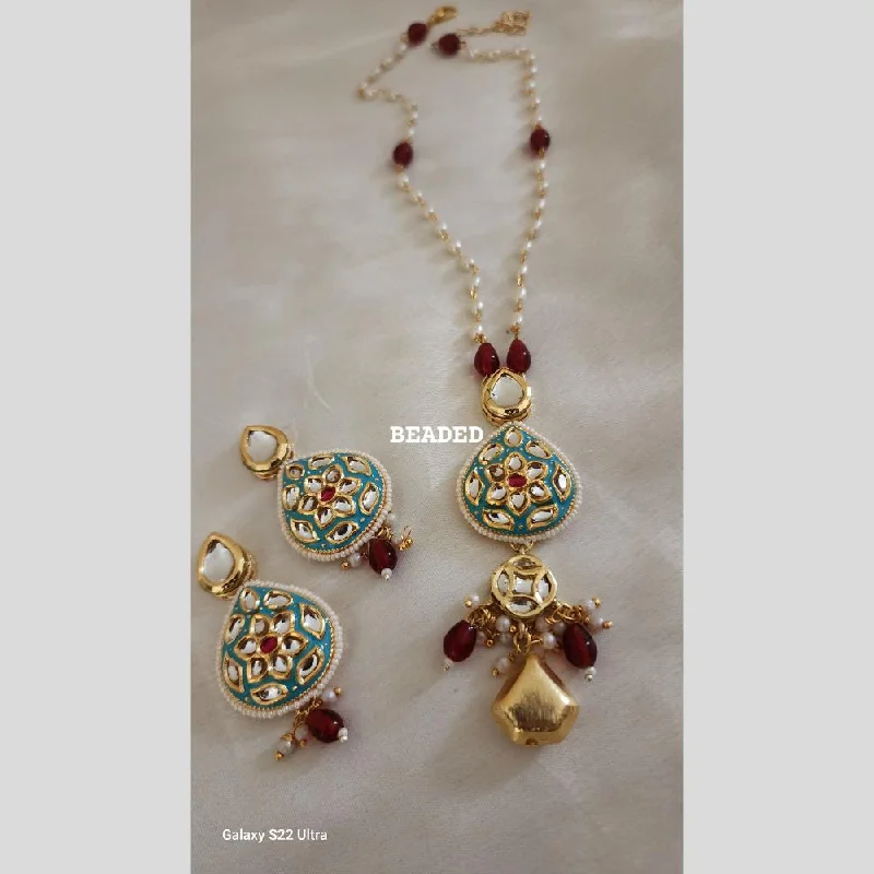 Celestial Star Necklace-FS Collection Gold Plated Meenakari And Pearl Necklace Set