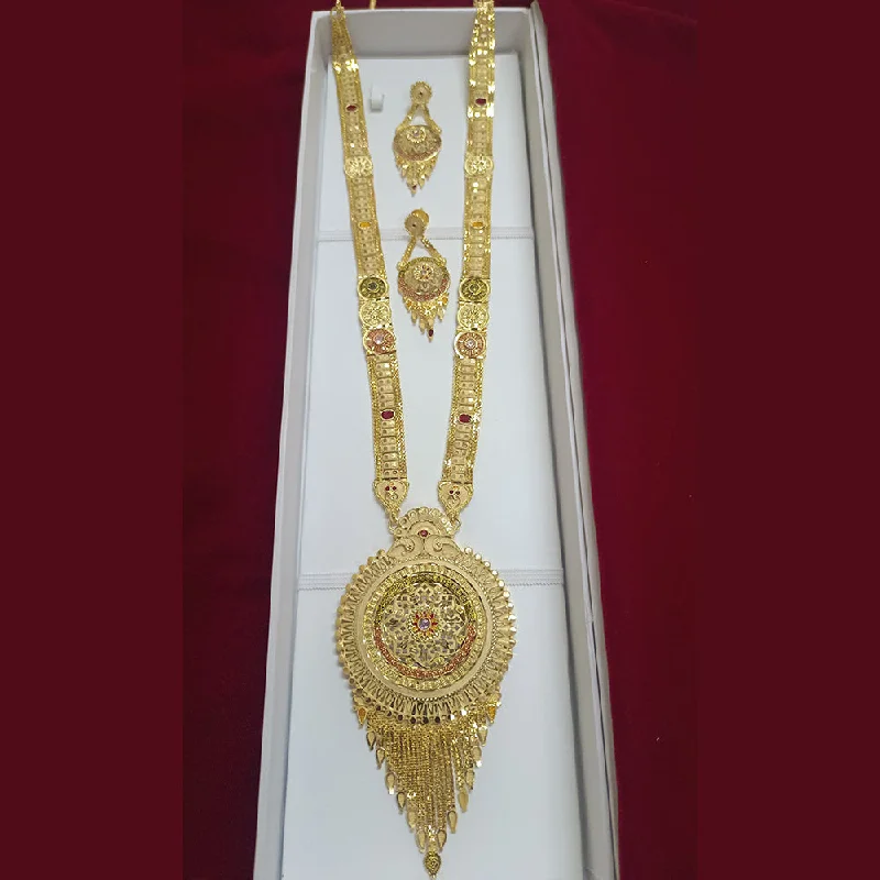 Simple Gold Necklace-Pari Art Jewellery Forming Long Necklace Set