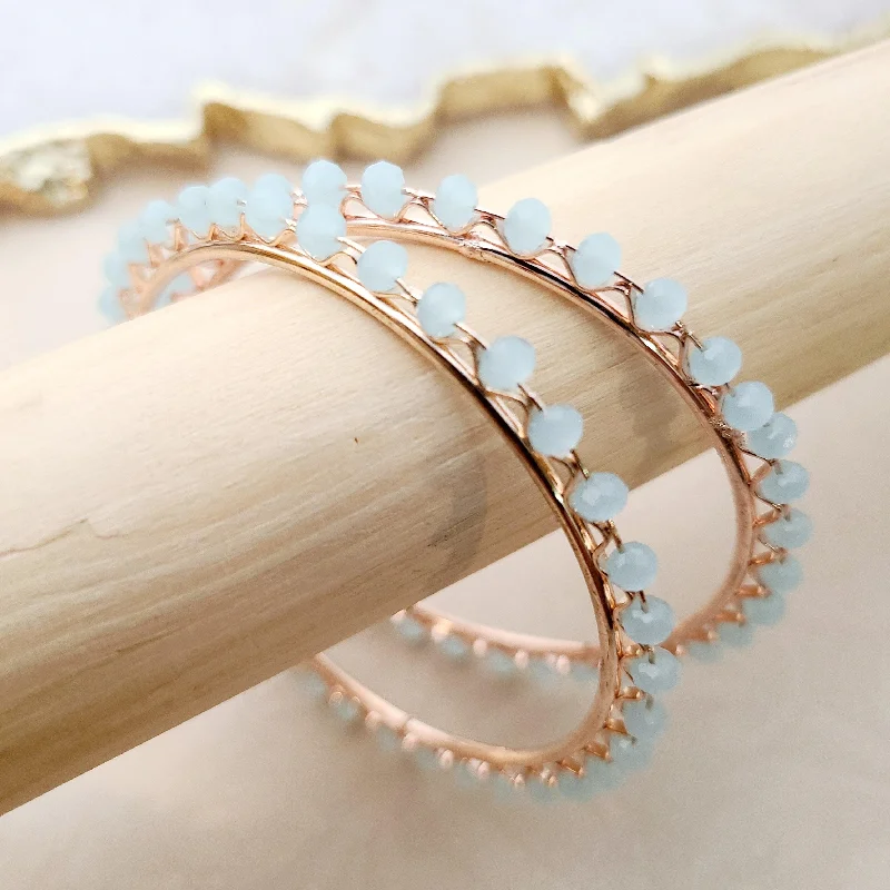 Gold Bangles with Crystals-Rayne - blue Bangles