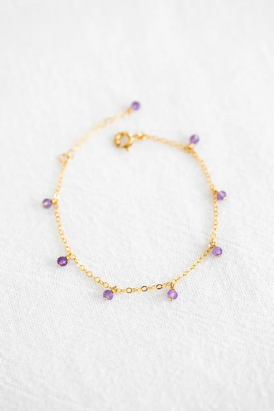 Gemstone Wrap Bracelets-Amethyst Drop Bracelet