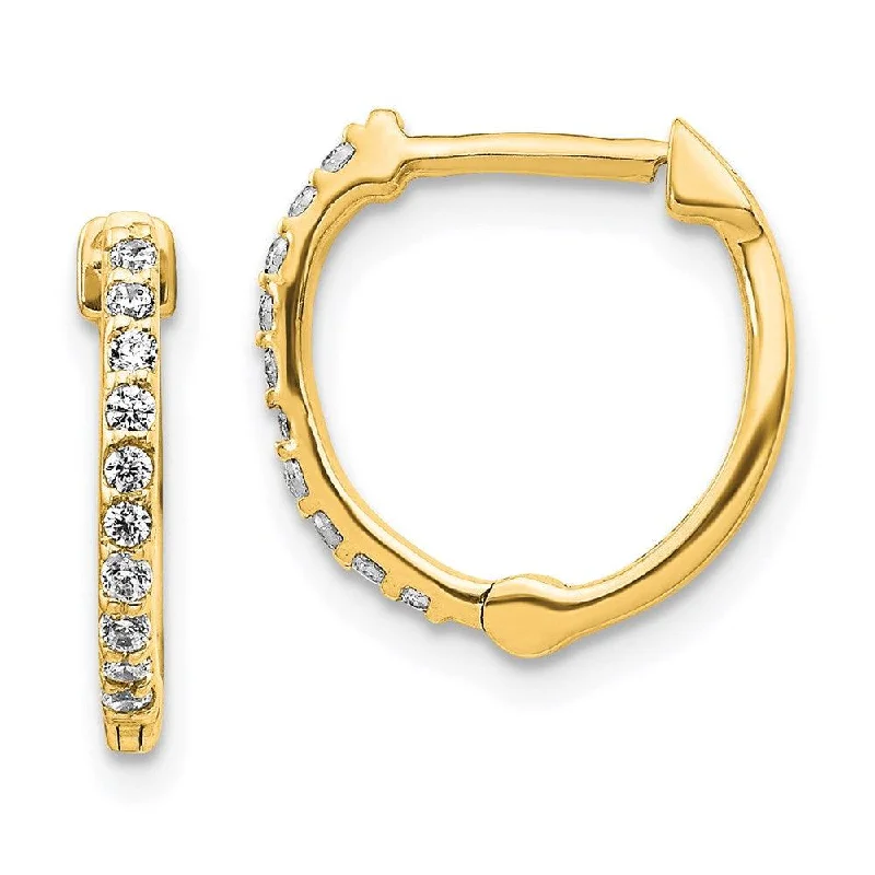 Fashionable Hoop Earrings-14k Diamond Hinged Hoop Earrings