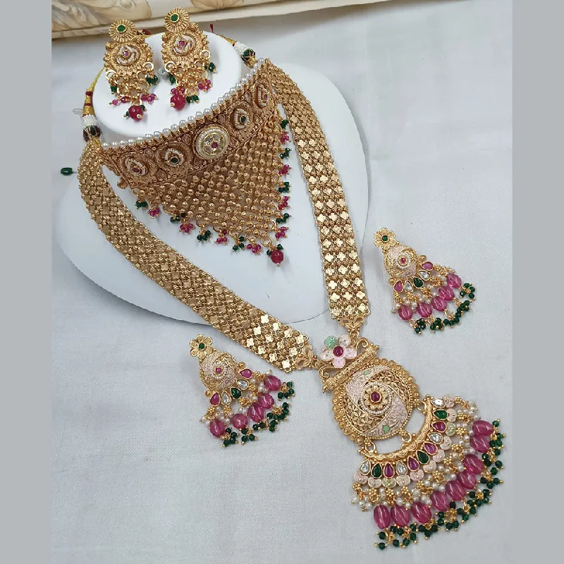 Unique Designer Necklace-Padmawati Bangles Gold Plated Kundan Stone And Meenakari Double Necklace Set