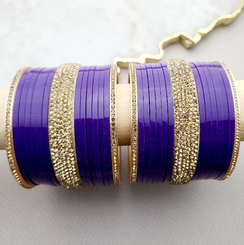 Silver Bangles with Pearls-Indigo Bridal Bangle Set