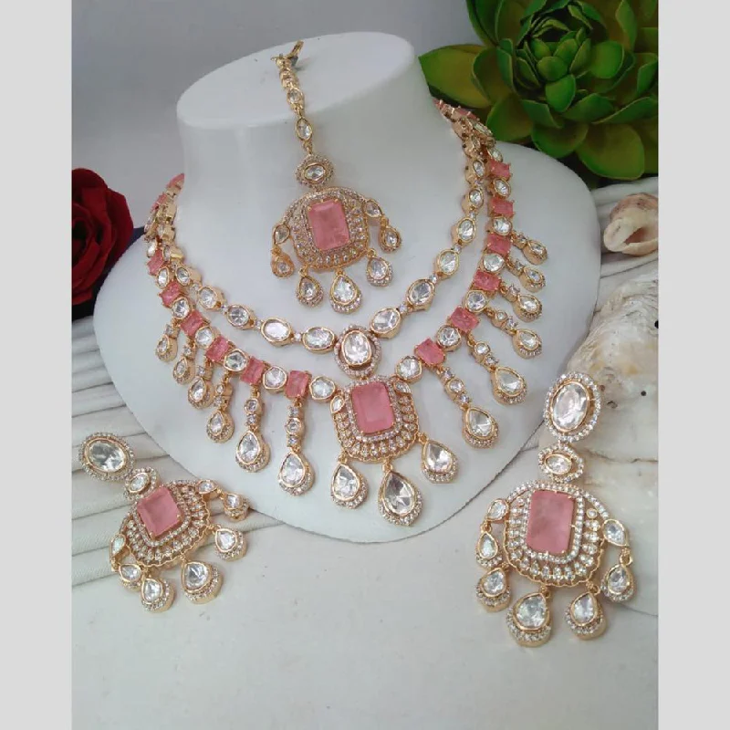 Personal Initial Necklace-Everlasting Quality Jewels Gold Plated Polki Kundan Necklace Set