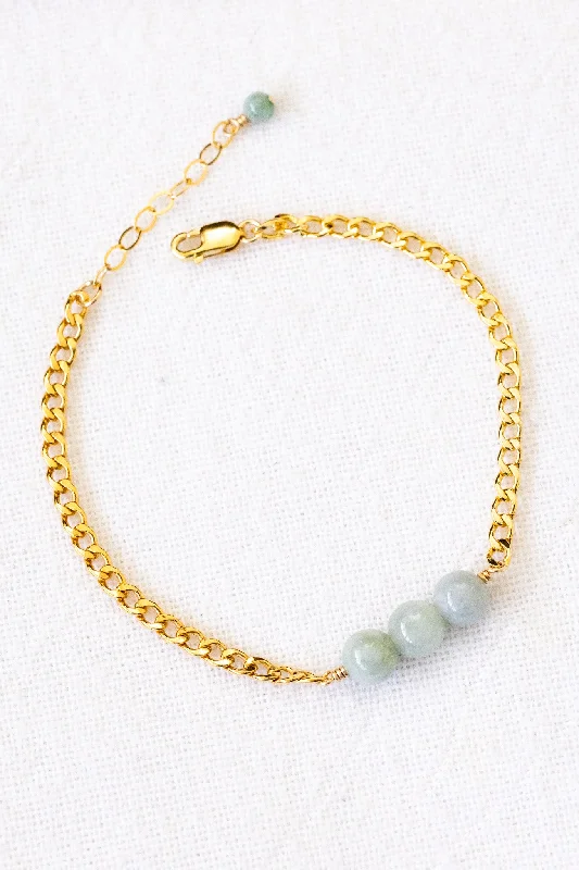 Simple Silver Tennis Bracelets-Triple Light Jade Endless Bracelet