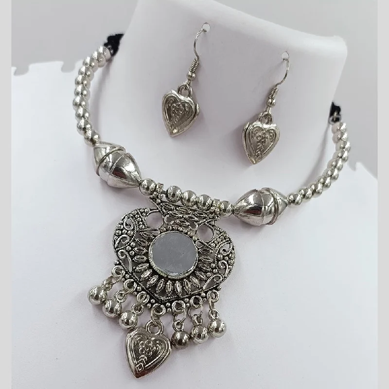 Bold Statement Necklace-Kavita Art Oxidised Plated Mirror Choker Necklace Set