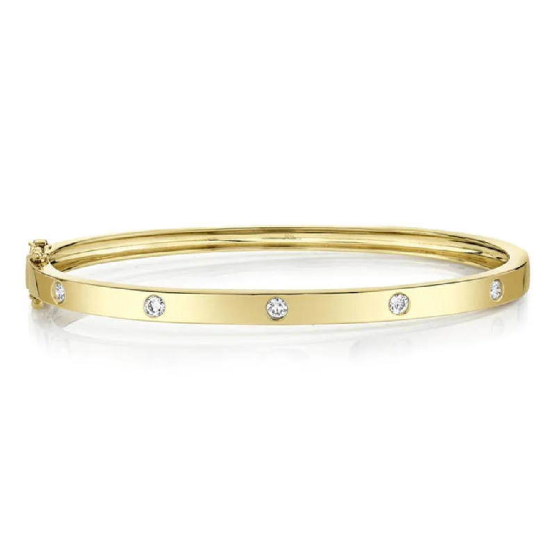 Wedding Bangles for Bridesmaids-14K Yellow Gold 0.38ctw Diamond Station Bangle Bracelet by Shy Creation