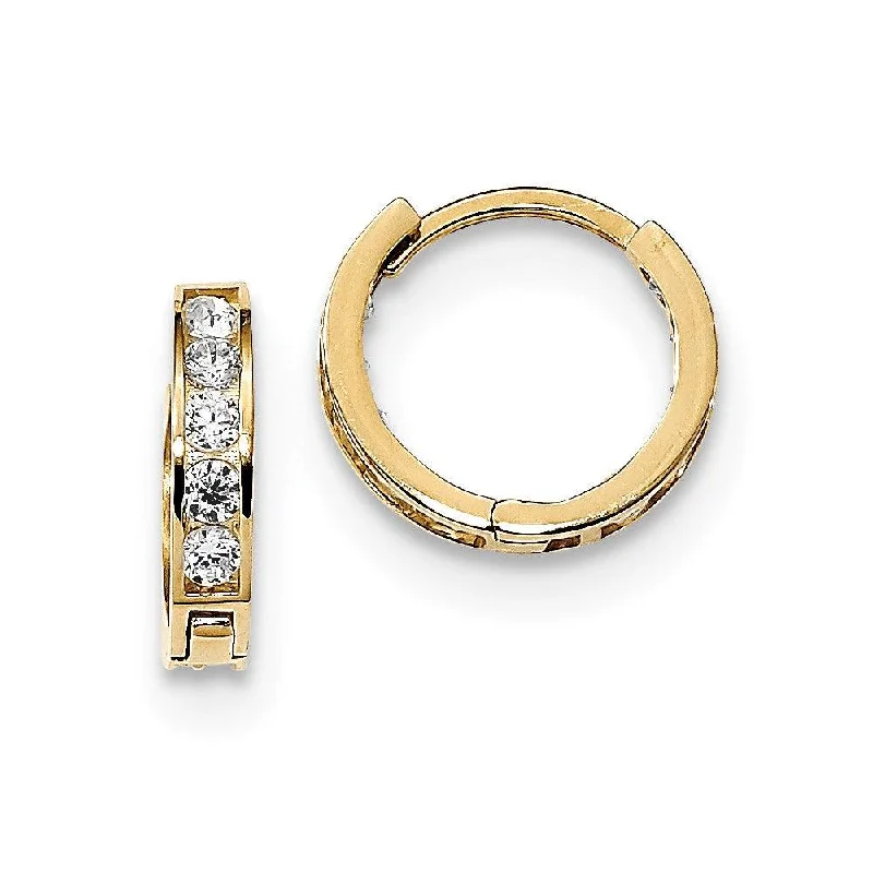 High-Quality Stud Earrings-Madi K Kid's 14k  Round/Square CZ Reversible Hinged Hoop Earrings