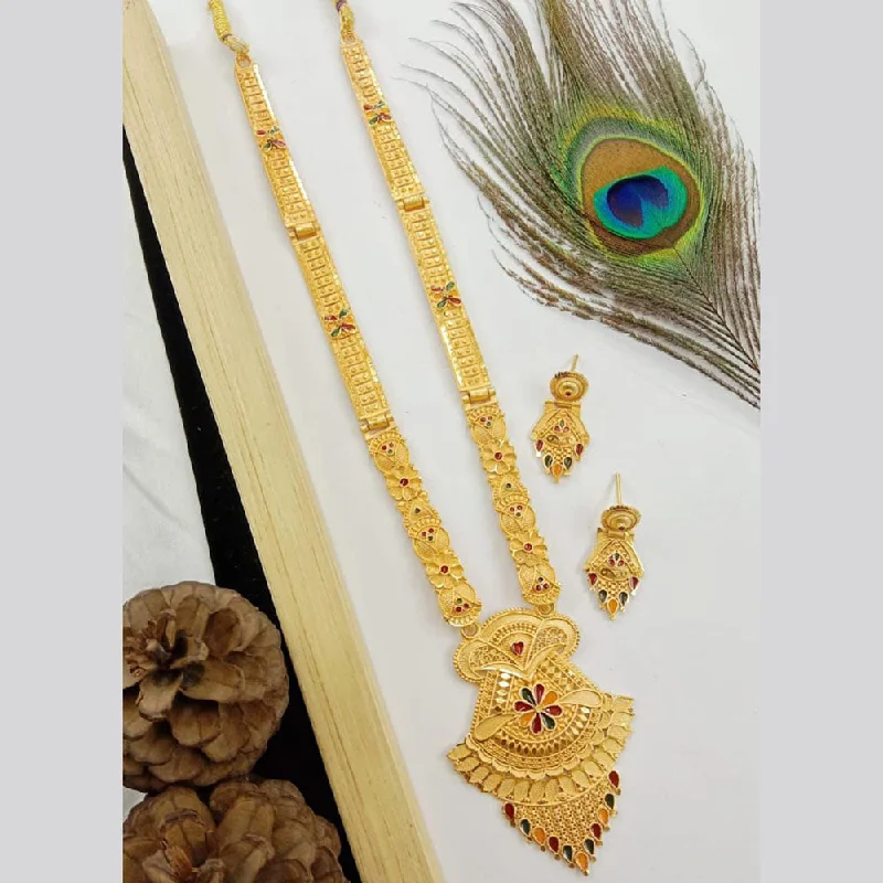 Flower Necklace for Women-SP Jewellery Gold Plated Long Necklace Set