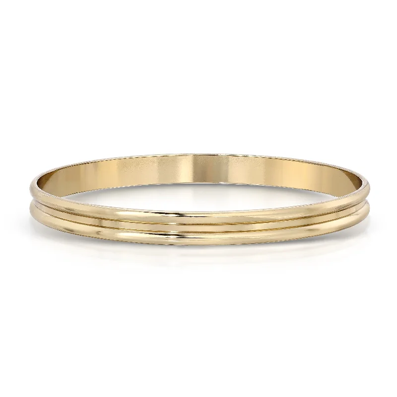 Custom Gold Bangle Set for Brides-Double Domed Bangle