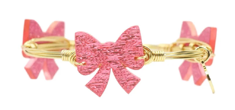 Gemstone-Studded Wedding Bangles-Pink Bow Bangle Bracelet