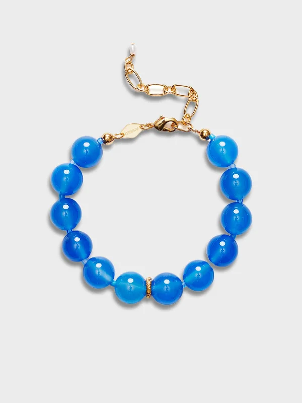 Handcrafted Leather Bracelets-Ball Bracelet in Pacific Blue