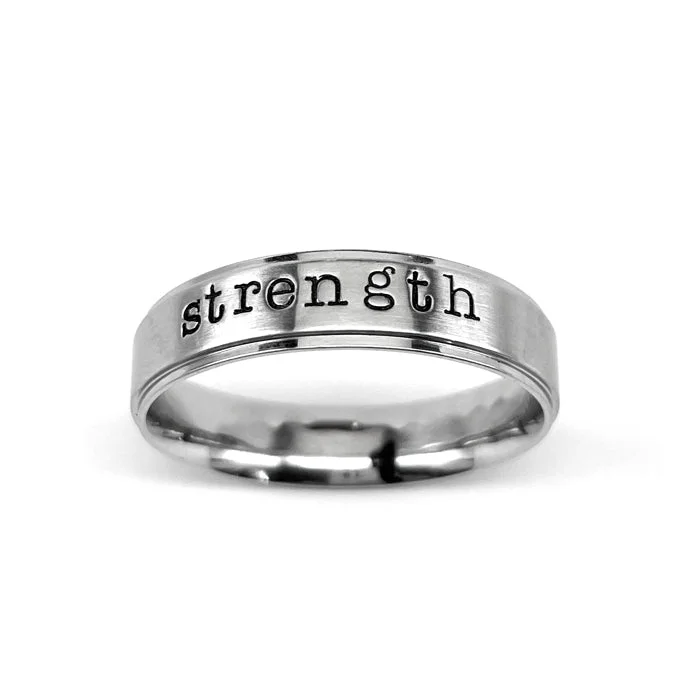 Rose Gold Stackable Ring-Strength Hand Stamped Band Ring