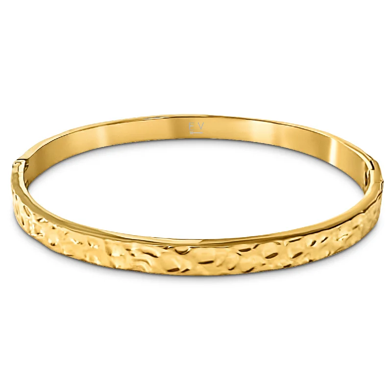 Gold Bangles with Rubies-Maribel Hammered Bangle Bracelet