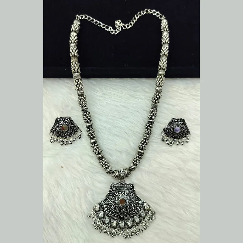 Romantic Heart Necklace-Manisha Jewellery Oxidised Plated Mirror Necklace Set