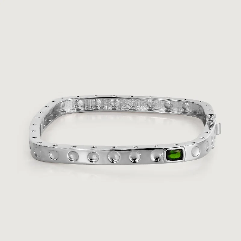 Colorful Resin Bangles-Grecian Hammered Square Bangle with Chrome Diopside