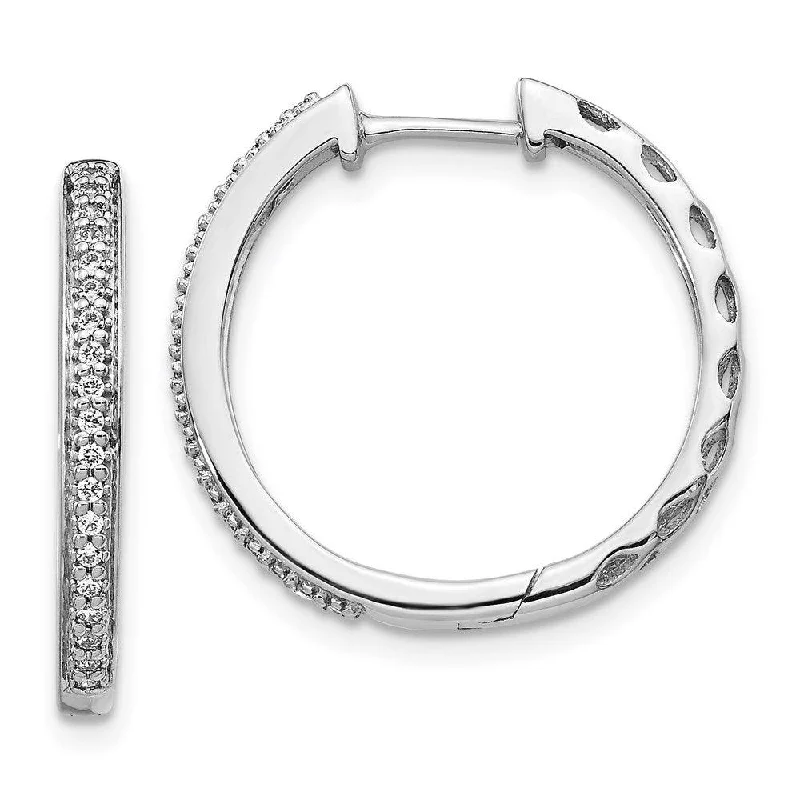 Black and Gold Earrings-14K White Gold Diamond 2mm Hinged Hoop Earrings