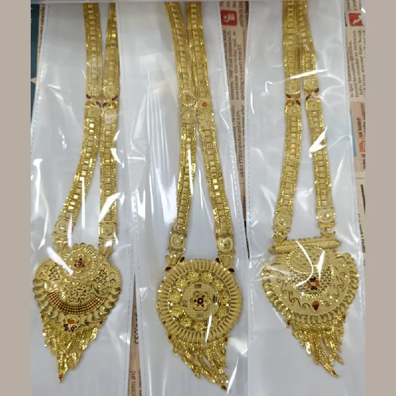 Simple Gold Necklace-Pari Art Jewellery Forming Long Necklace ( 1 Piece Only )