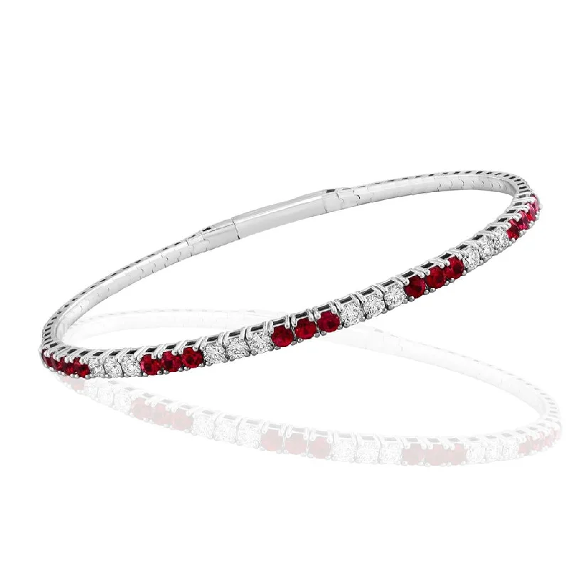 Exclusive Designer Bangles-18K White Gold 1.94ctw Ruby & Diamond Bangle Bracelet