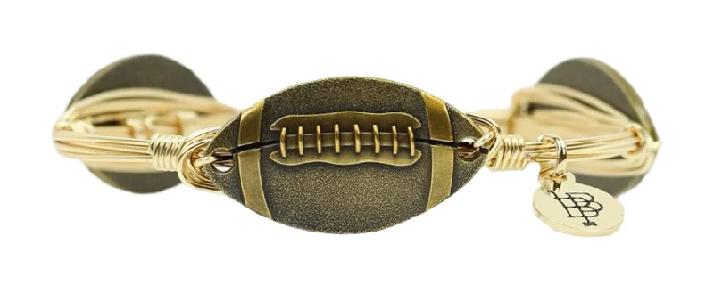 Adjustable Gold Bangles-Antique Gold Football Bangle Bracelet