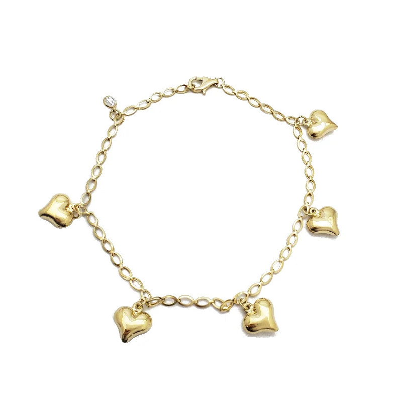 Handmade Gold Bracelets-Heart Anklet Bracelet (14K)