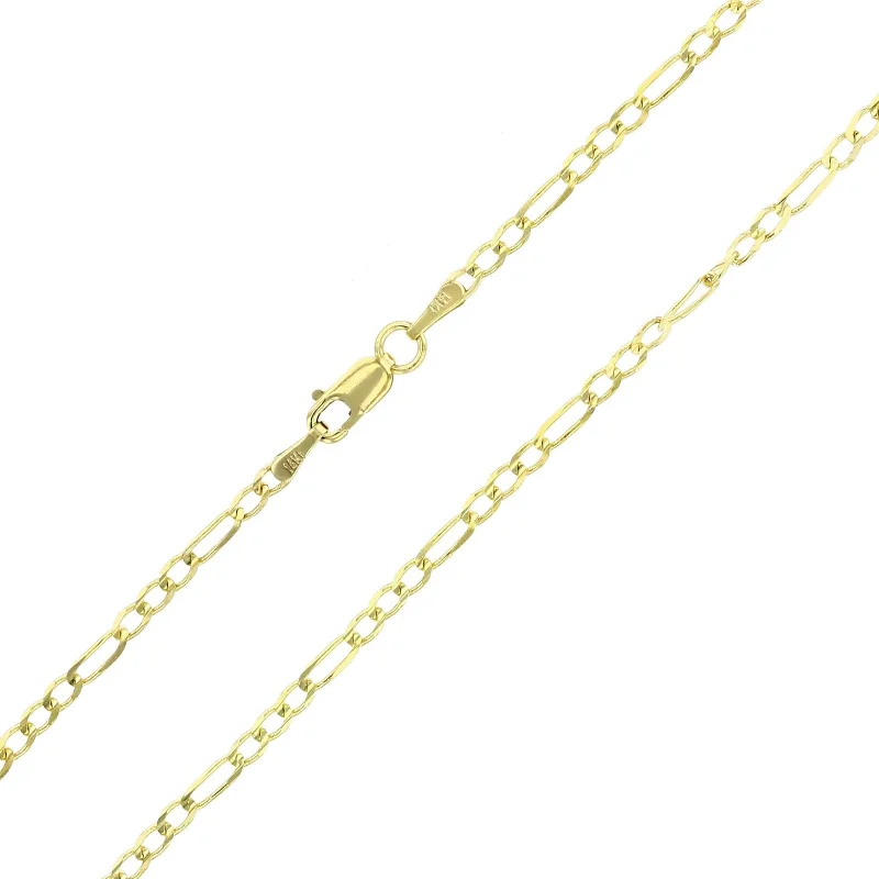 Custom Couples Bracelets-Solid Figaro Anklet Bracelet (14K)