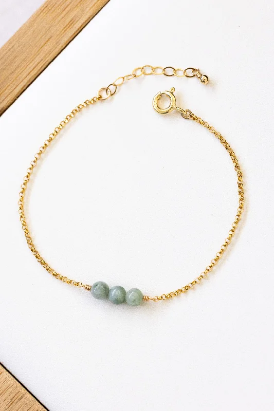 Rose Gold Bangle Bracelets-Triple Jade Mini Rolo Bracelet