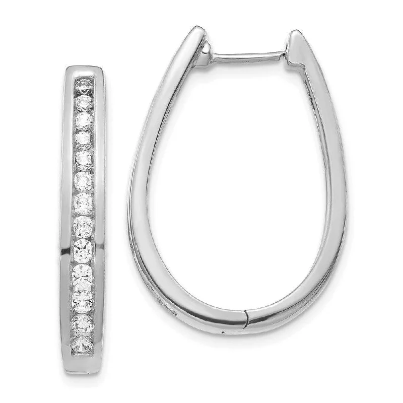 Delicate Diamond Earrings-14k White Gold Diamond Hoop Earrings