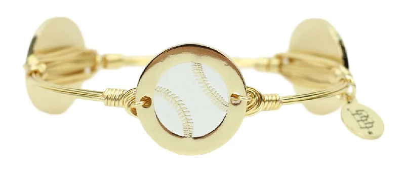 Gemstone Bangles for Women-The Baseball Bangle Bracelet - White