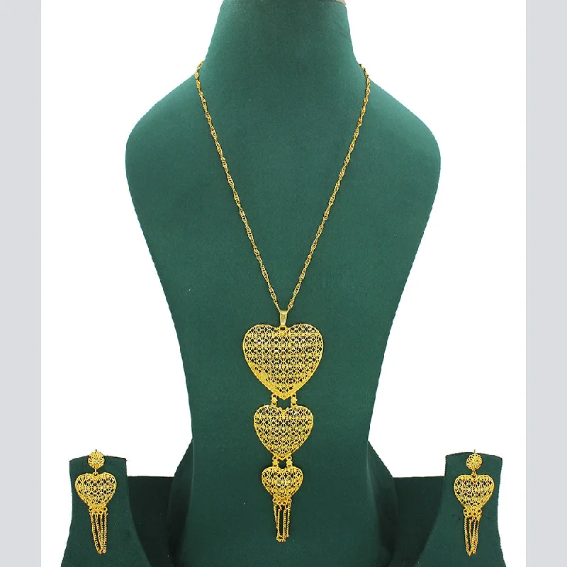 Pearl and Diamond Necklace-Mahavir Forming Look Gold Plated Long Necklace Set