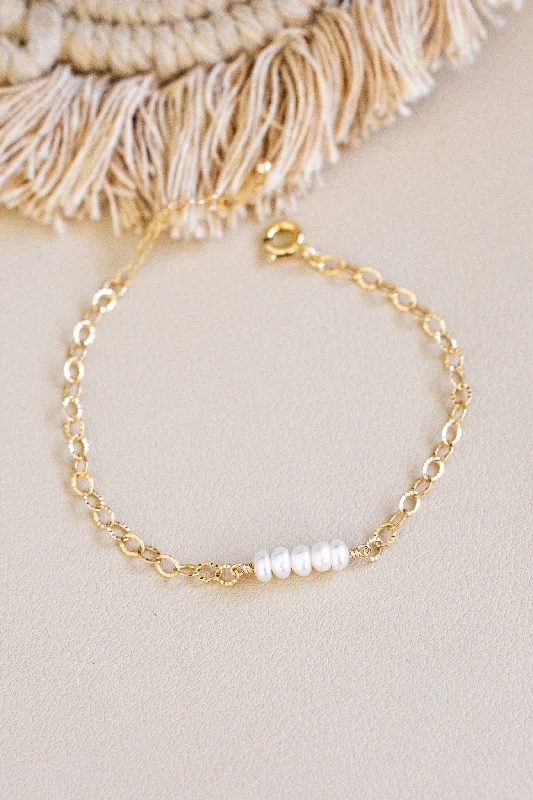 Elegant Tennis Bracelets-Mini Button Pearls Textured Bracelet