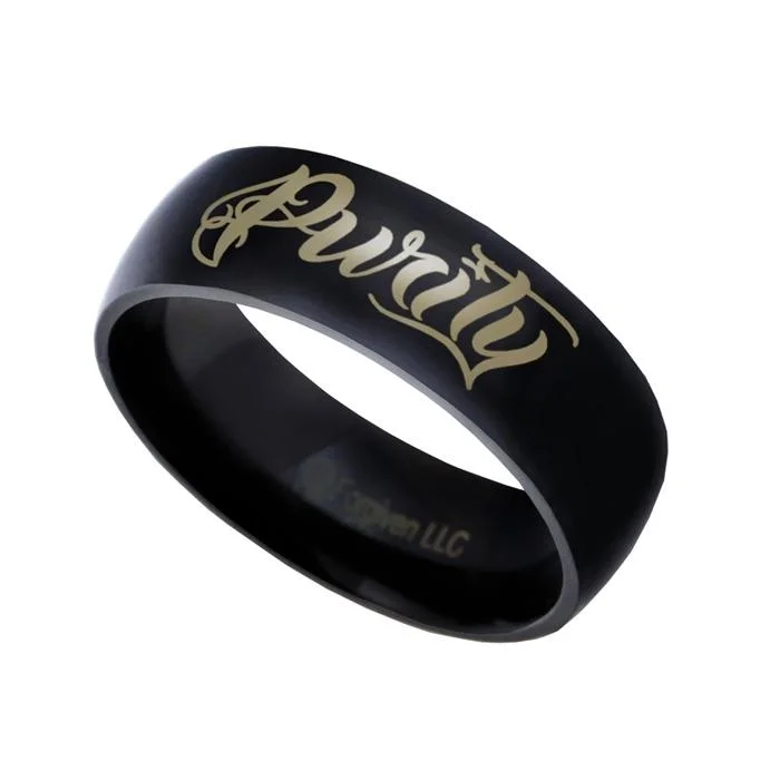 Birthstone Ring for Mom-Cursive Purity Ring