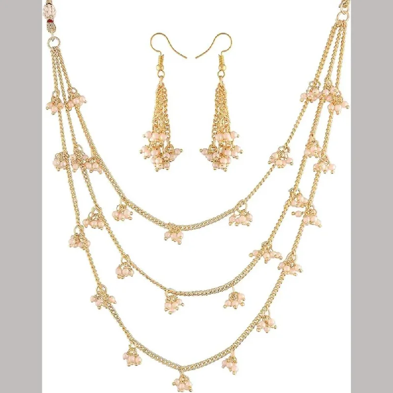 Rose Gold Choker Necklace-SNERA  Gold Plated Pearl Necklace Set