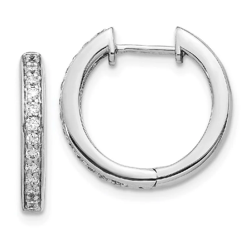 Classic Pearl Stud Earrings-14k White Gold Diamond Complete Hinged Hoop Earrings