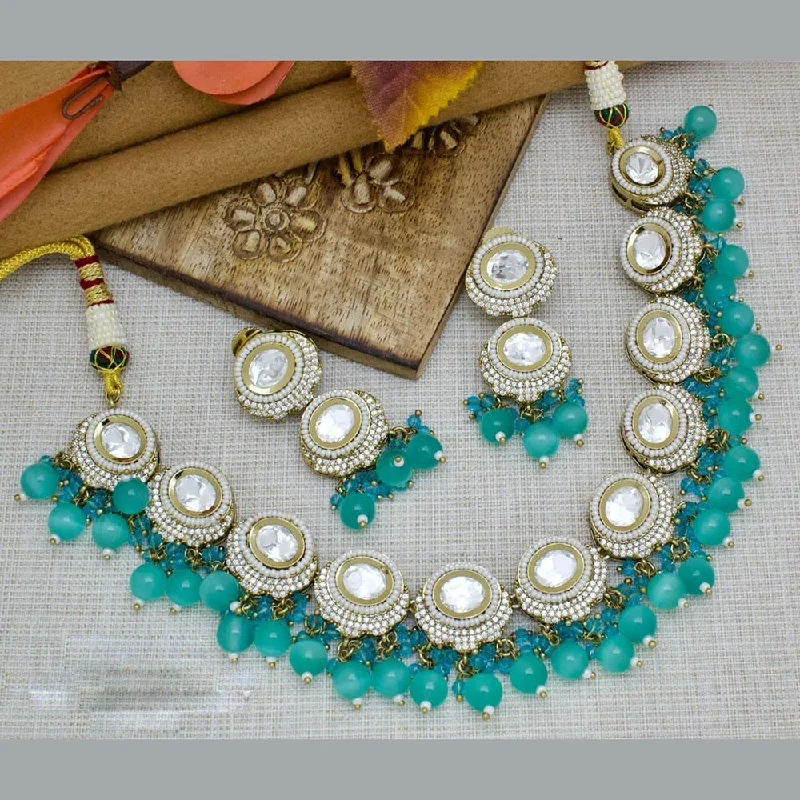 Handcrafted Bead Necklace-Manisha Jewellery Gold Plated Austrian Stone And Beads Necklace Set