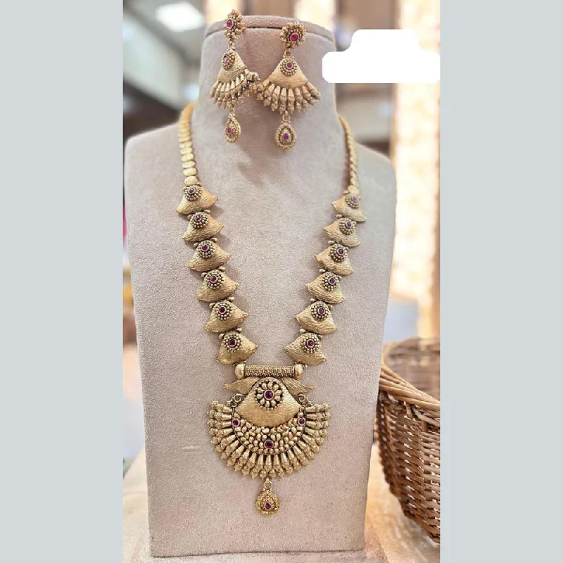 Gold Coin Necklace-Jewel Addiction Gold Plated Pota Stone Long Necklace Set